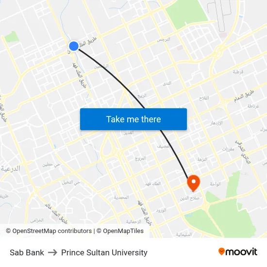 Sab Bank to Prince Sultan University map