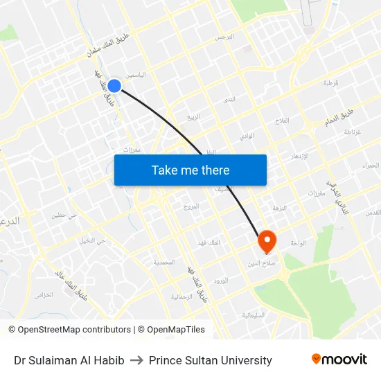 Dr Sulaiman Al Habib to Prince Sultan University map