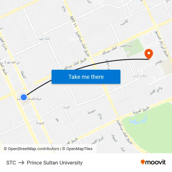 STC to Prince Sultan University map