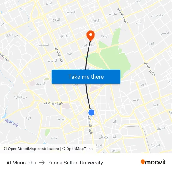 Al Muorabba to Prince Sultan University map