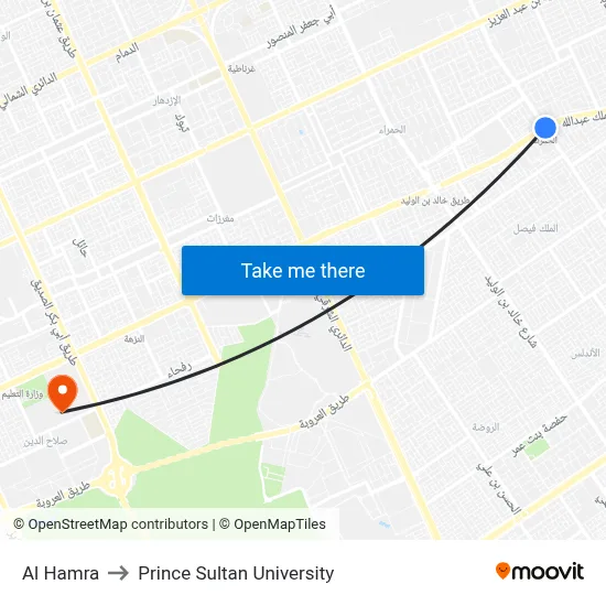 Al Hamra to Prince Sultan University map