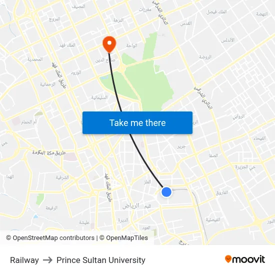 Railway to Prince Sultan University map