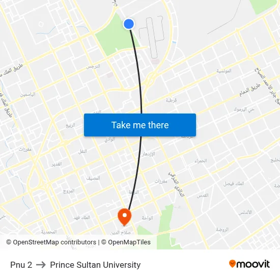 Pnu 2 to Prince Sultan University map