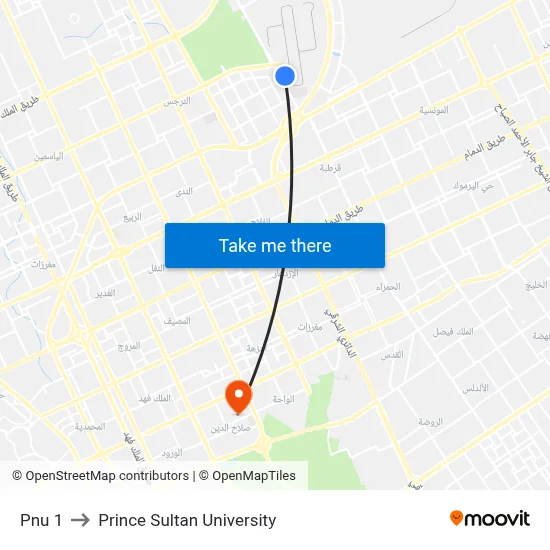 Pnu 1 to Prince Sultan University map