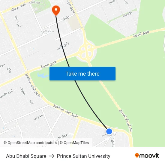 Abu Dhabi Square to Prince Sultan University map