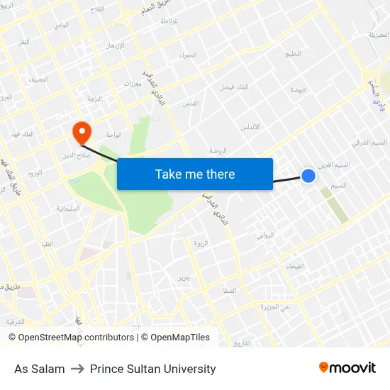 As Salam to Prince Sultan University map
