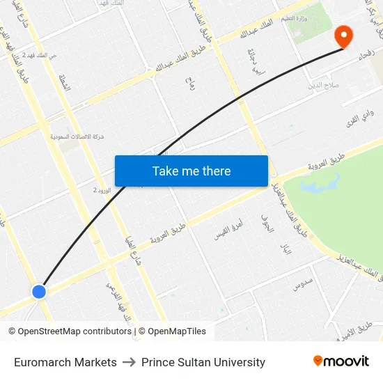 Euromarch Markets to Prince Sultan University map