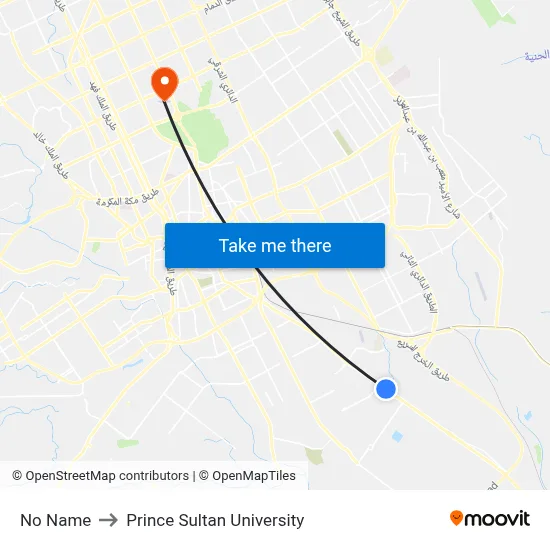 No Name to Prince Sultan University map