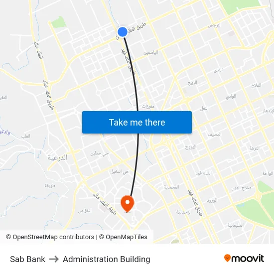 Sab Bank to Administration Building map