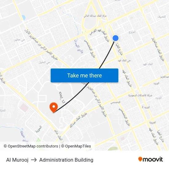 Al Murooj to Administration Building map