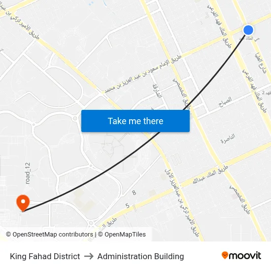 King Fahad District to Administration Building map