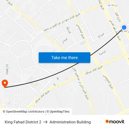 King Fahad District 2 to Administration Building map