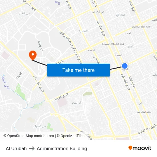 Al Urubah to Administration Building map