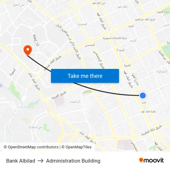 Bank Albilad to Administration Building map