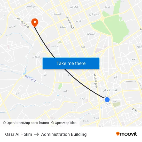 Qasr Al Hokm to Administration Building map