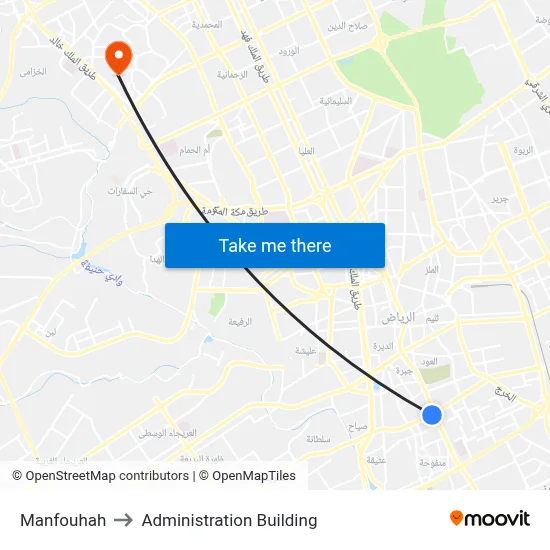 Manfouhah to Administration Building map