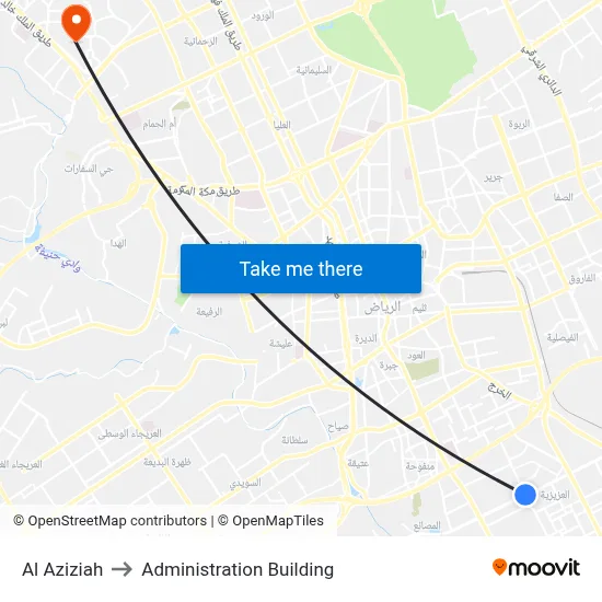 Al Aziziah to Administration Building map