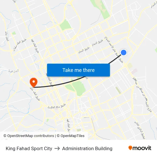 King Fahad Sport City to Administration Building map