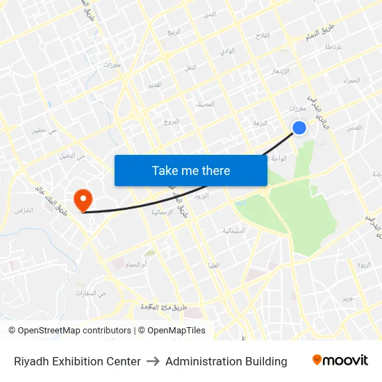 Riyadh Exhibition Center to Administration Building map