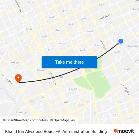 Khalid Bin Alwaleed Road to Administration Building map