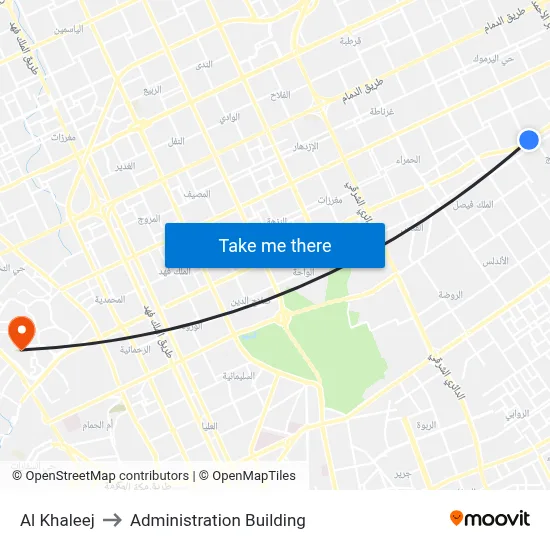 Al Khaleej to Administration Building map