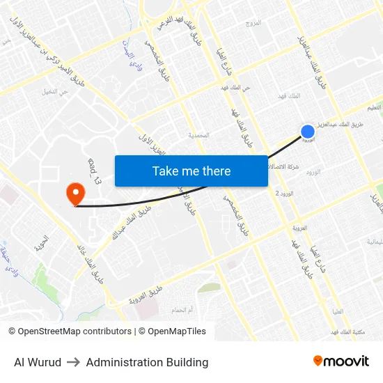 Al Wurud to Administration Building map