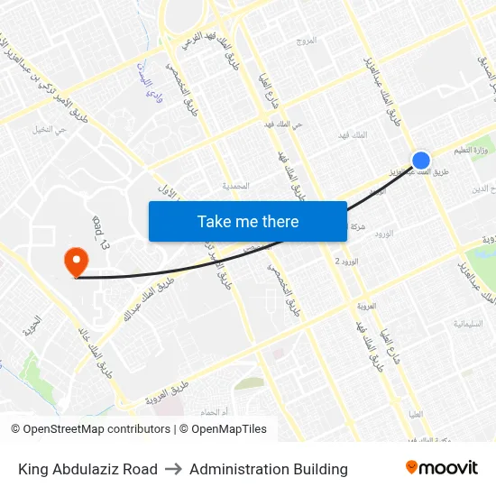 King Abdulaziz Road to Administration Building map