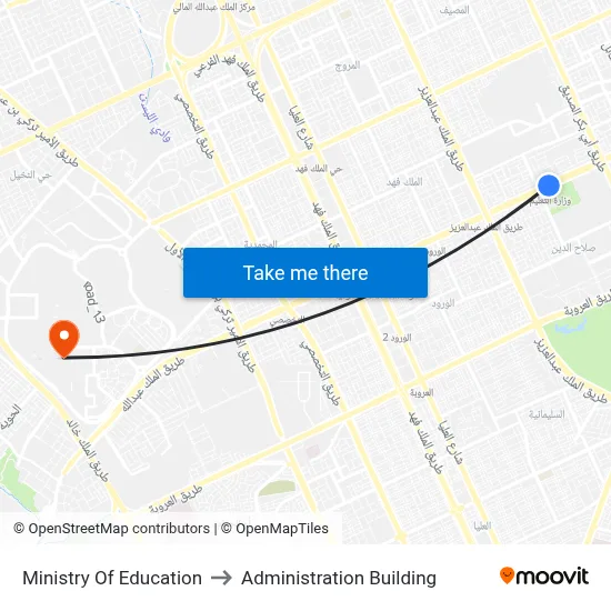 Ministry of Education to Administration Building map