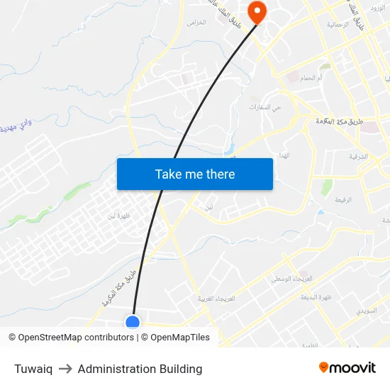 Tuwaiq to Administration Building map