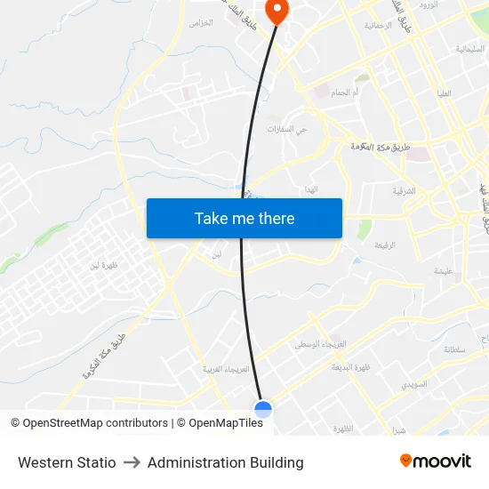 Western Statio to Administration Building map