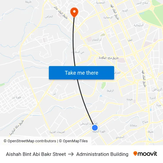 Aishah Bint Abi Bakr Street to Administration Building map
