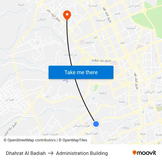 Dhahrat Al Badiah to Administration Building map