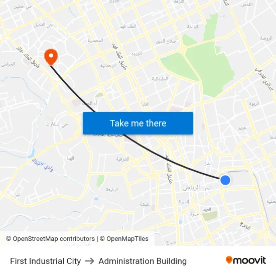 First Industrial City to Administration Building map