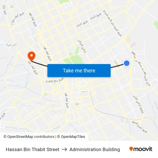 Hassan Bin Thabit Street to Administration Building map