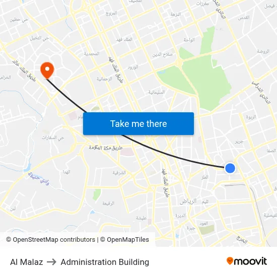 Al Malaz to Administration Building map