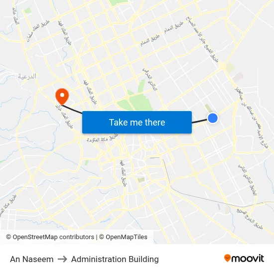 An Naseem to Administration Building map