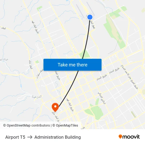 Airport T5 to Administration Building map