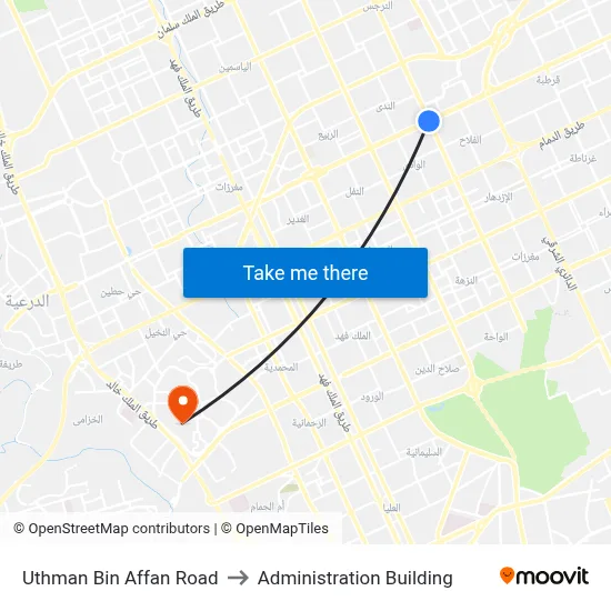 Uthman Bin Affan Road to Administration Building map