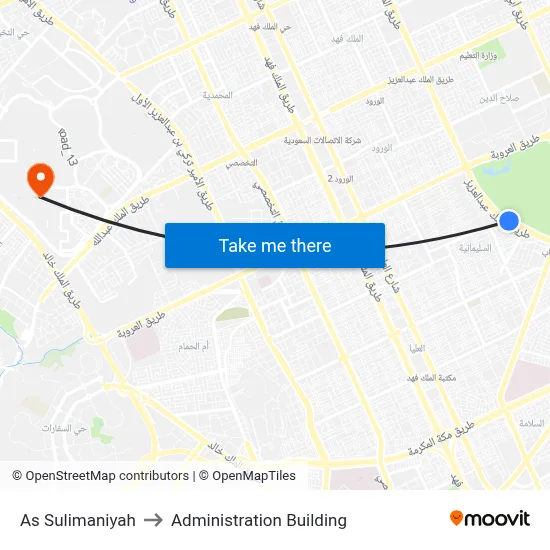 As Sulimaniyah to Administration Building map
