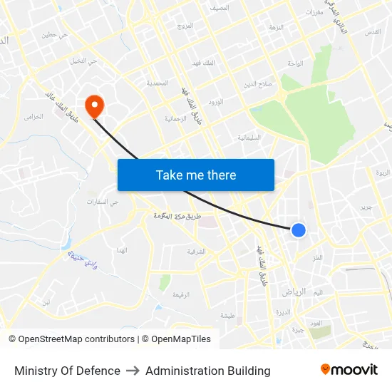 Ministry of Defence to Administration Building map