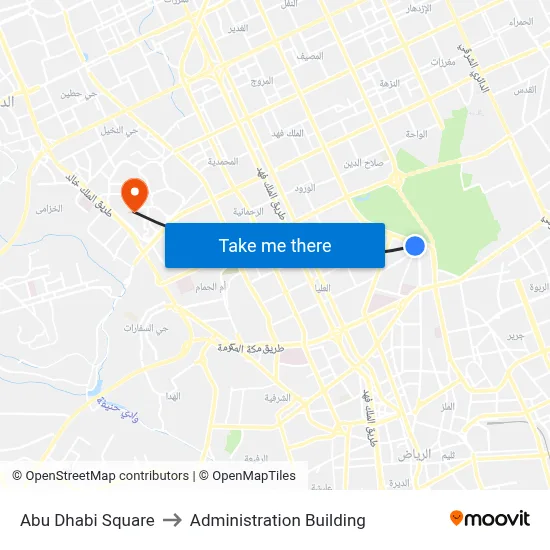 Abu Dhabi Square to Administration Building map