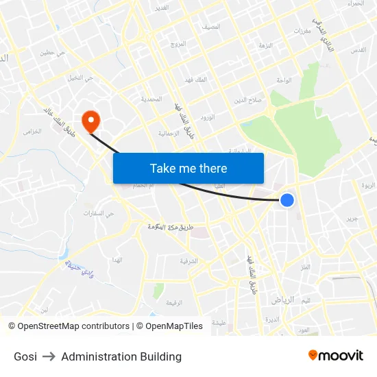 Gosi to Administration Building map
