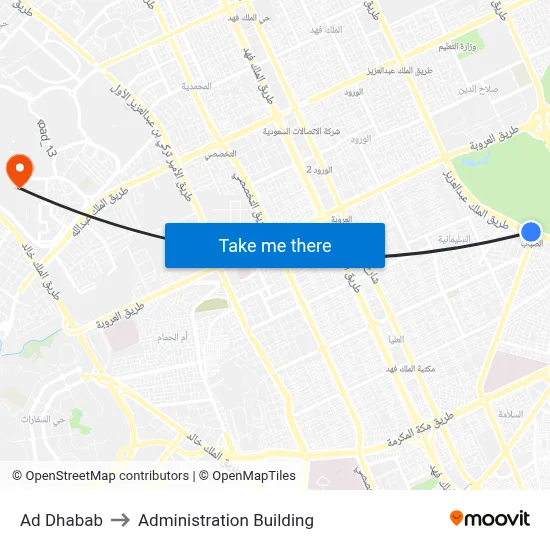Ad Dhabab to Administration Building map