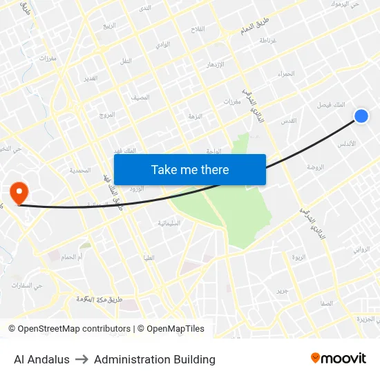 Al Andalus to Administration Building map
