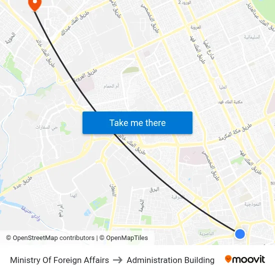 Ministry of Foreign Affairs to Administration Building map