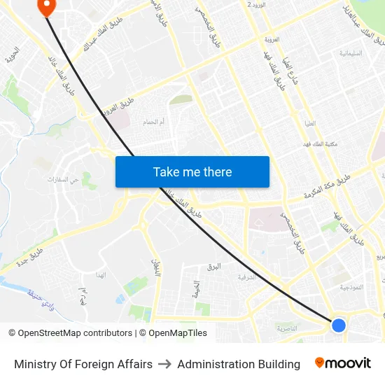 Ministry of Foreign Affairs to Administration Building map