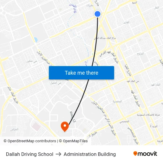 Dallah Driving School to Administration Building map