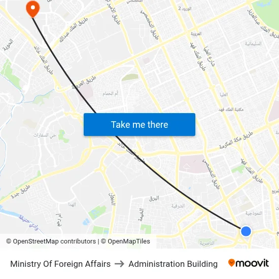 Ministry of Foreign Affairs to Administration Building map