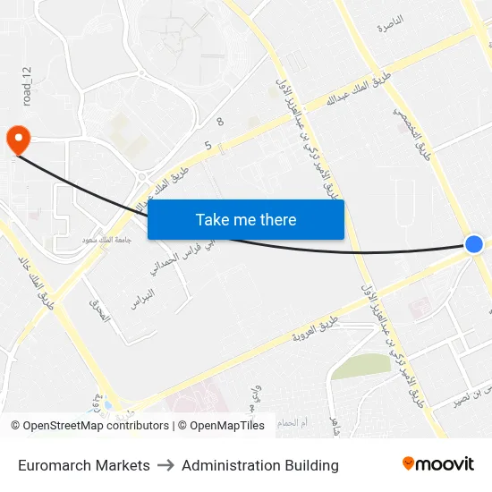 Euromarch Markets to Administration Building map