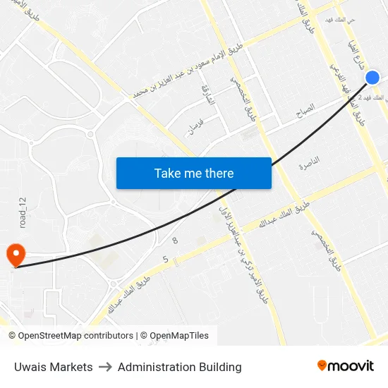 Uwais Markets to Administration Building map